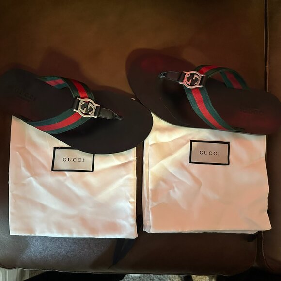 GUCCI MEN'S THONG SANDAL WITH WEB - Picture 12 of 12